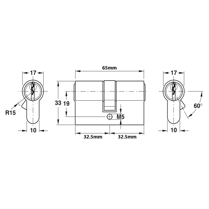Ruột khóa cửa chính 2 đầu chìa Hafele 916.9