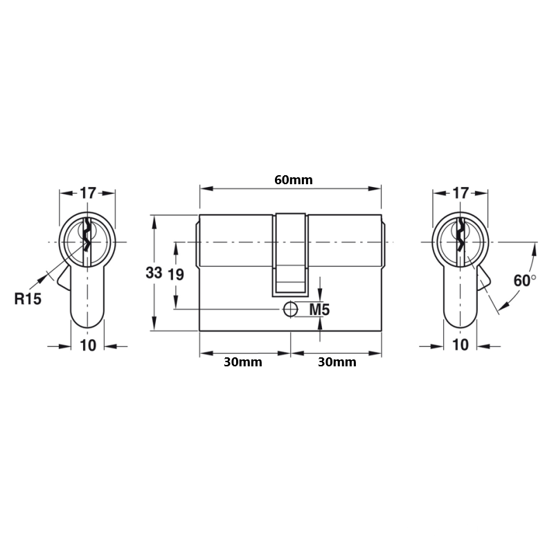 Ruột khóa cửa chính 2 đầu chìa Hafele 916.9
