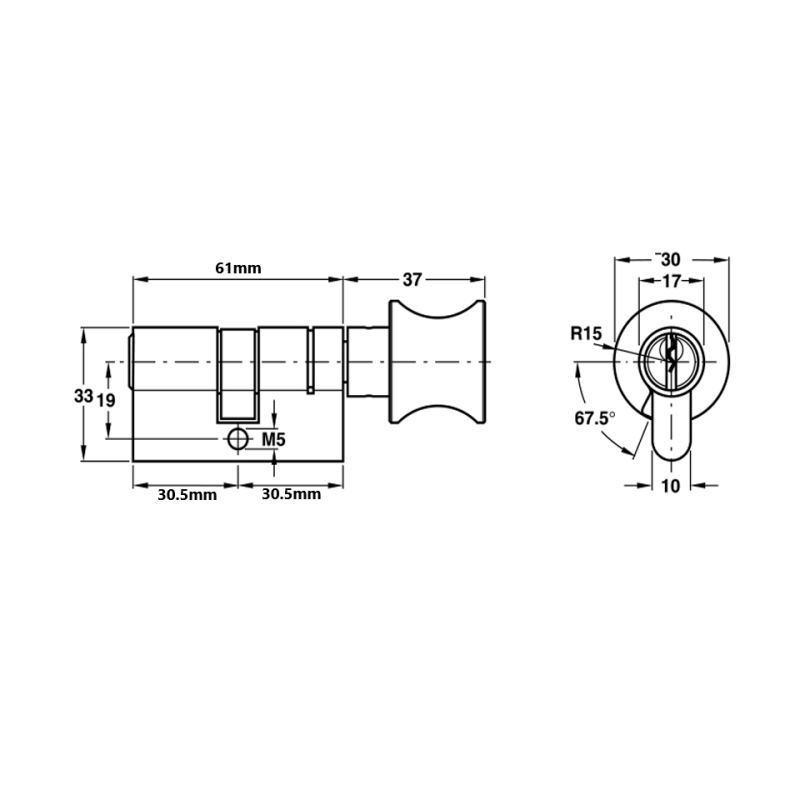 Ruột khóa đồng thau 1 đầu vặn 1 đầu chìa Hafele 916.6