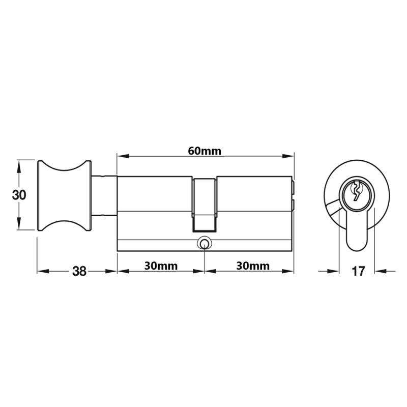 Ruột khóa đồng thau cho cửa phòng Hafele 916.96