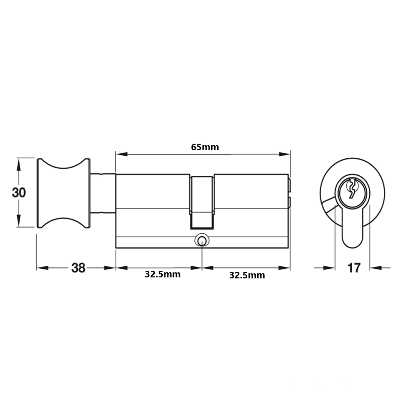 Ruột khóa đồng thau cho cửa phòng Hafele 916.96.6