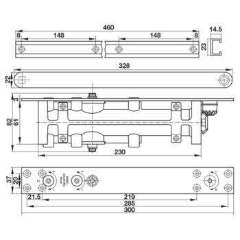 Tay đẩy hơi âm có giữ cửa DC406 Hafele 931.30.115
