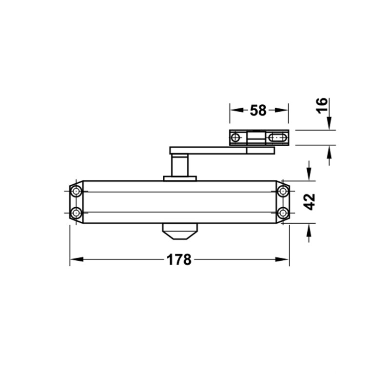 Tay đẩy hơi hợp kim nhôm DCL11 Hafele 931.84.649