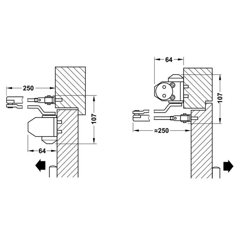 Tay đẩy hơi hợp kim nhôm DCL11 Hafele 931.84.649