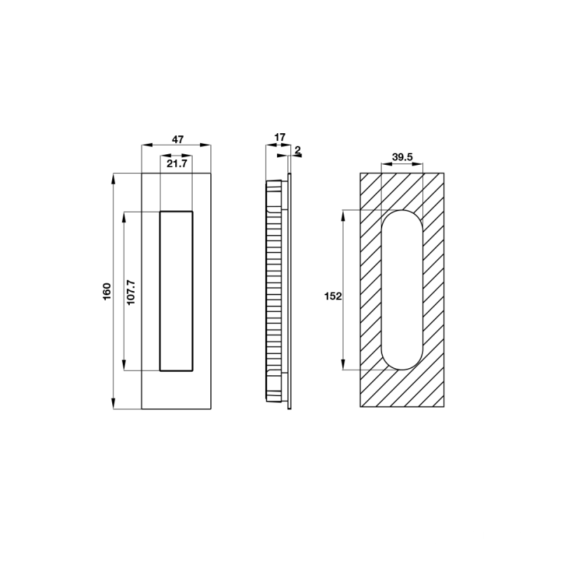 Tay nắm âm inox cho cửa Hafele 903.11.960