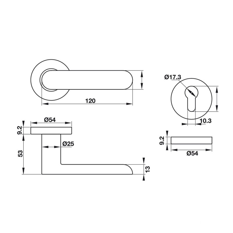 Tay nắm cửa inox cho phòng Hafele 903.98.162 1
