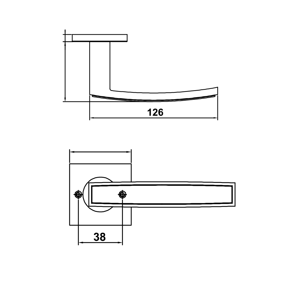 Tay nắm cửa inox dạng vuông Hafele 903.92.716