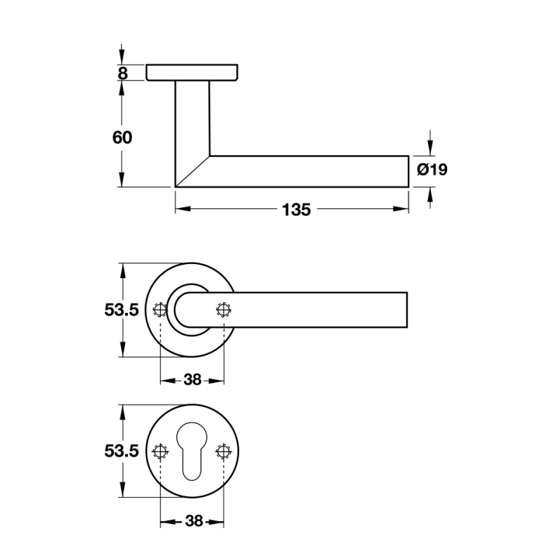 Tay nắm gạt có nắp che Hafele 903.98.536