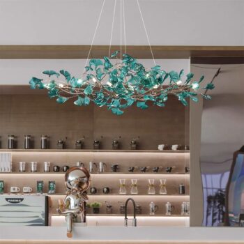 Đèn chùm lá bạch quả decor phòng khách ấn tượng HSL8069 - bìa