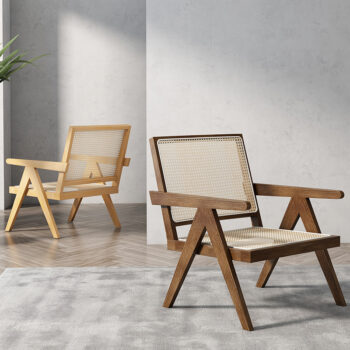 Ghế Chandigarh khung gỗ phối mây đan AW628