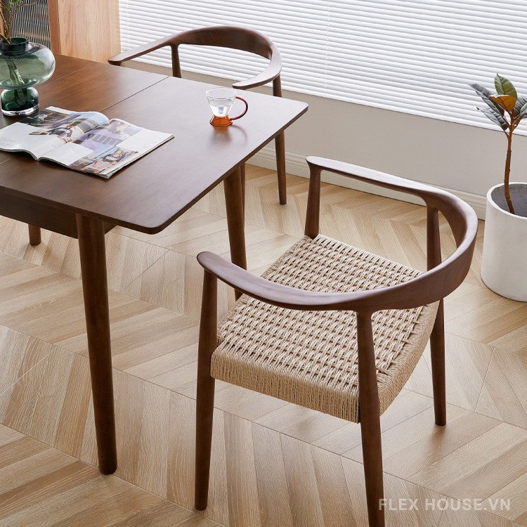 Ghế Kennedy khung gỗ mặt ghế dây đan thủ công AW719 9