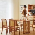Ghế ăn khung gỗ phối mây đan kiểu Wabi-Sabi AW246