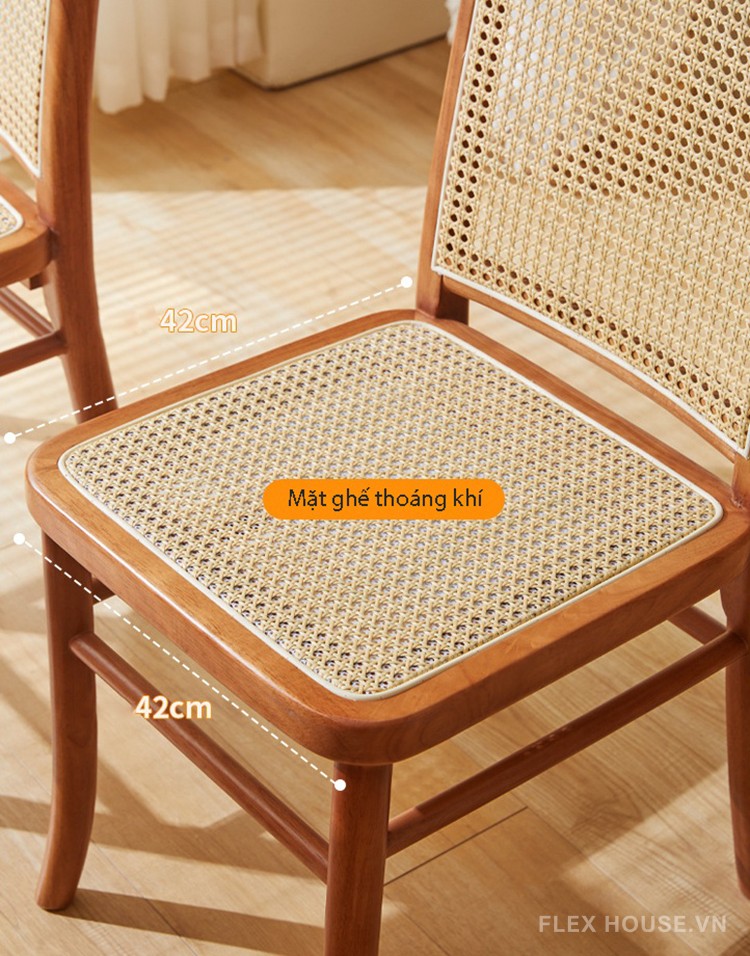Ghế ăn khung gỗ phối mây đan kiểu Wabi-Sabi AW246 15