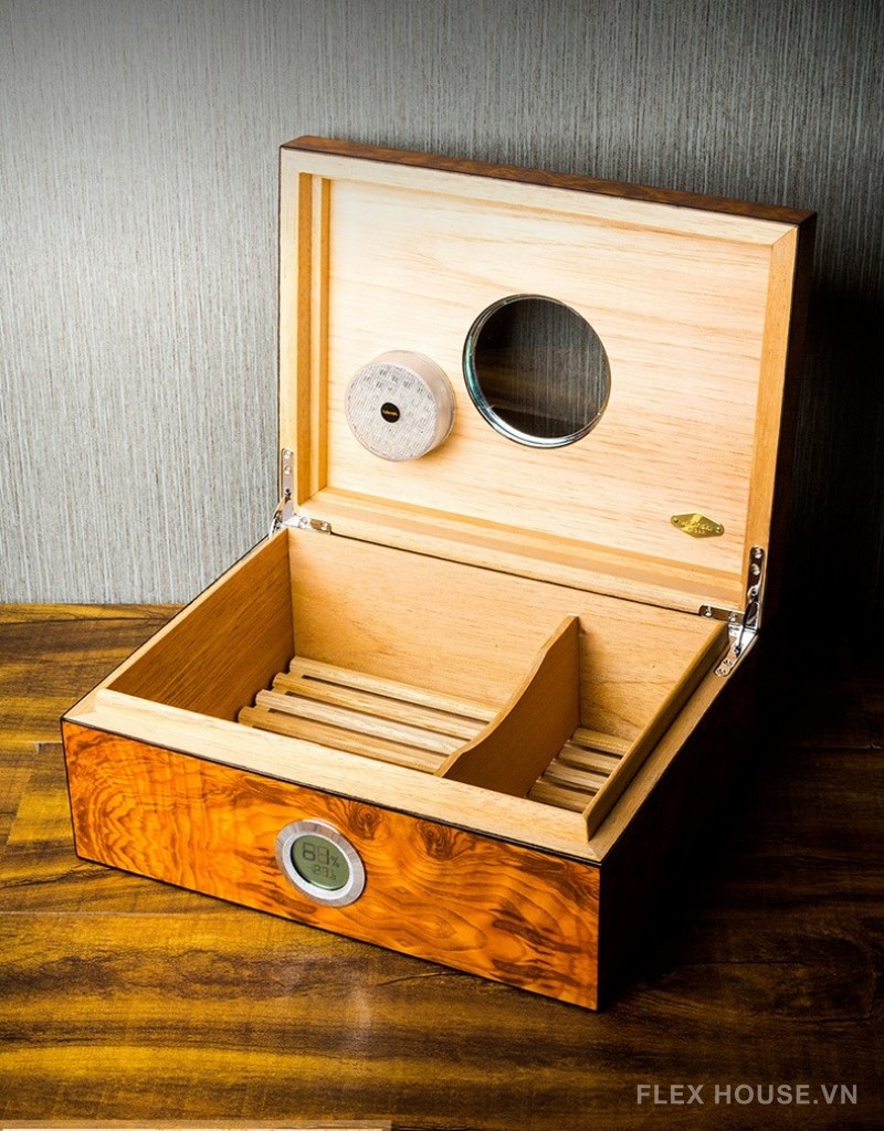 Hộp giữ ẩm cigar có máy đô nhiệt độ tại Flexhouse VN
