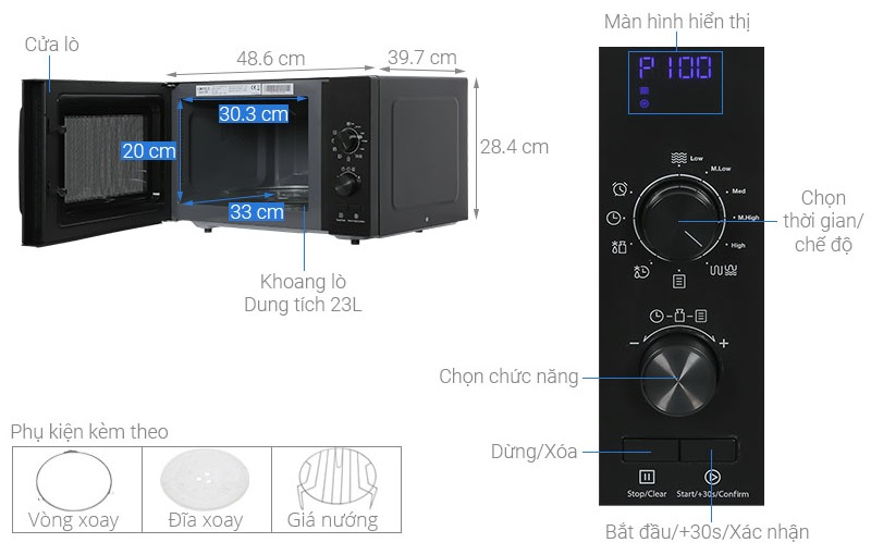Lò vi sóng kết hợp nướng để bàn HW-F23B Hafele 538.31.270 4