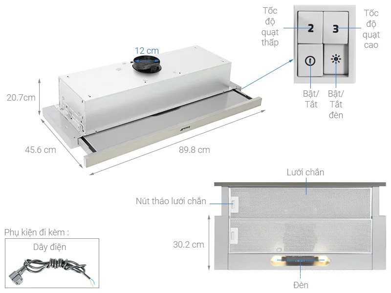 Máy hút mùi âm tủ 90cm Smeg KSET92E 536.84.872 7