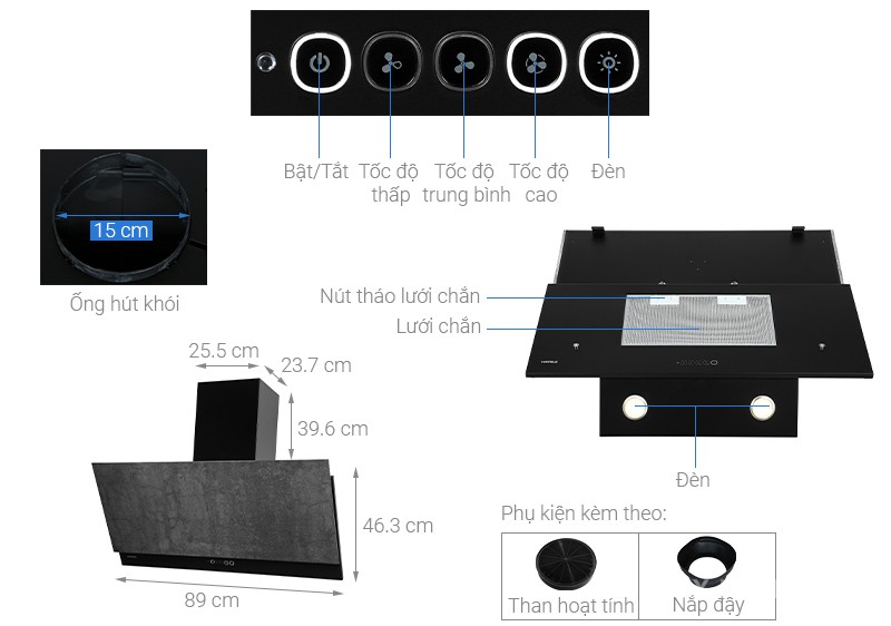 Máy hút mùi gắn tường HH-WVS90A Hafele 533.86.003 5