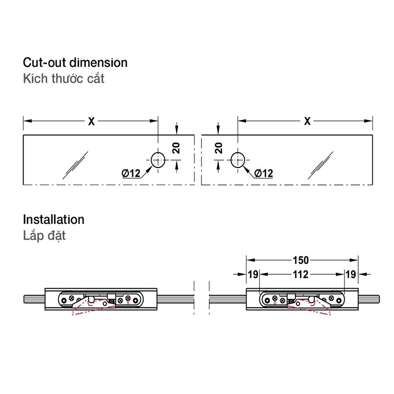 Phụ kiện cửa trượt kính Slido Classic 120N Hafele 941.25.124 12