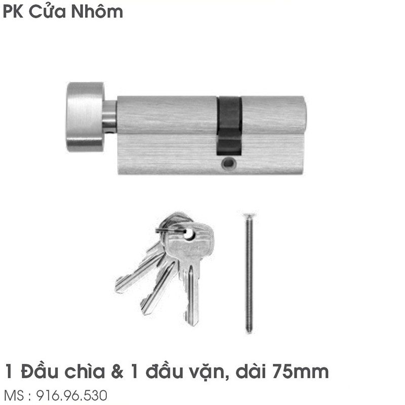 Ruột khóa cửa nhôm 1 đầu chìa 1 đầu vặn 75mm Hafele 916.96.530 3