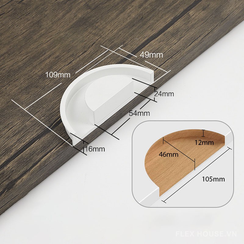 Tay nắm âm tủ bán nguyệt hợp kim nhôm KNN7823 9