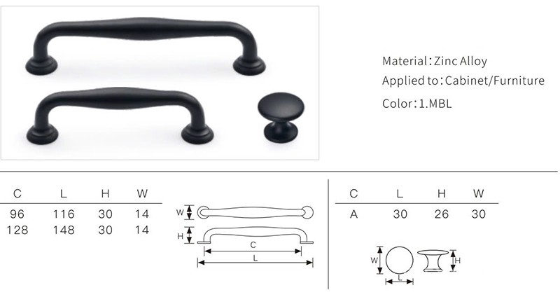 Tay nắm tủ châu Âu hợp kim kẽm LDS8060 6