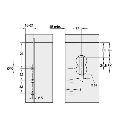 Bas treo tủ âm tường cho kệ bếp Hafele 290.41.9