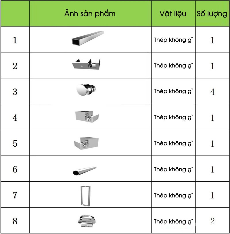 Bộ phụ kiện cửa lùa kính cho phòng tắm KLC07