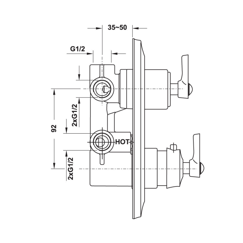 Bộ trộn âm điều nhiệt 2 đường nước Hafele 589.35.069