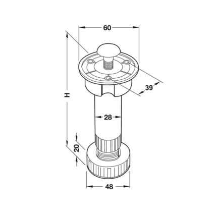 Chân tủ điều chỉnh bằng nhựa H120mm Hafele 637.45.344