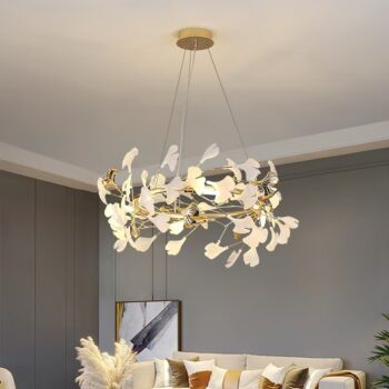 Đèn chùm vòng lá bạch quả Bắc Âu sang trọng HSL215 - bìa