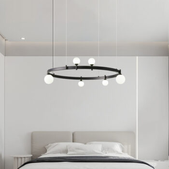 Đèn thả hình tròn màu đen hiện đại tối giản ZJ3337