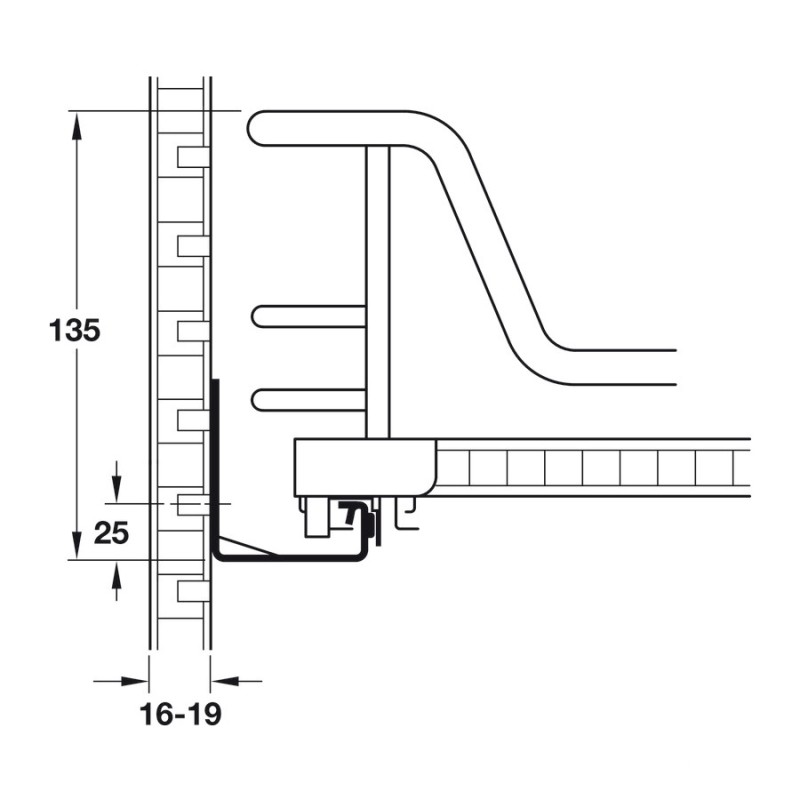 Khay kéo lọt lòng cho tủ 600mm Hafele 540.25.297