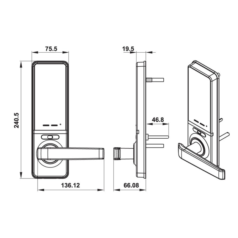 Khóa cửa điều khiển từ xa EL7000-TC Hafele 912.05.49
