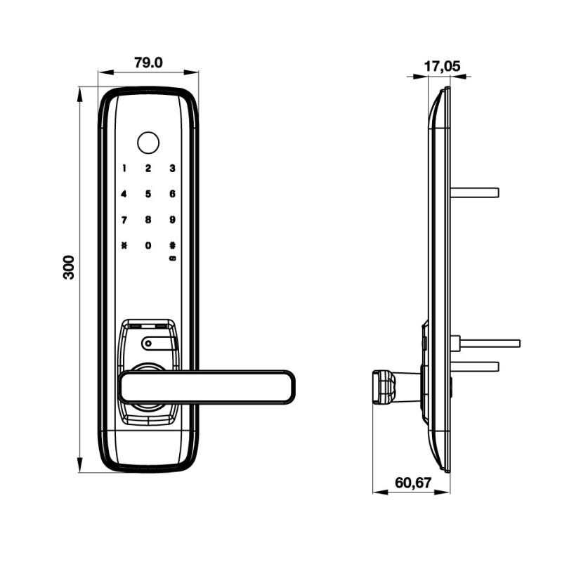 Khóa điện tử cửa gỗ EL7800-TCS Hafele 912.20.562