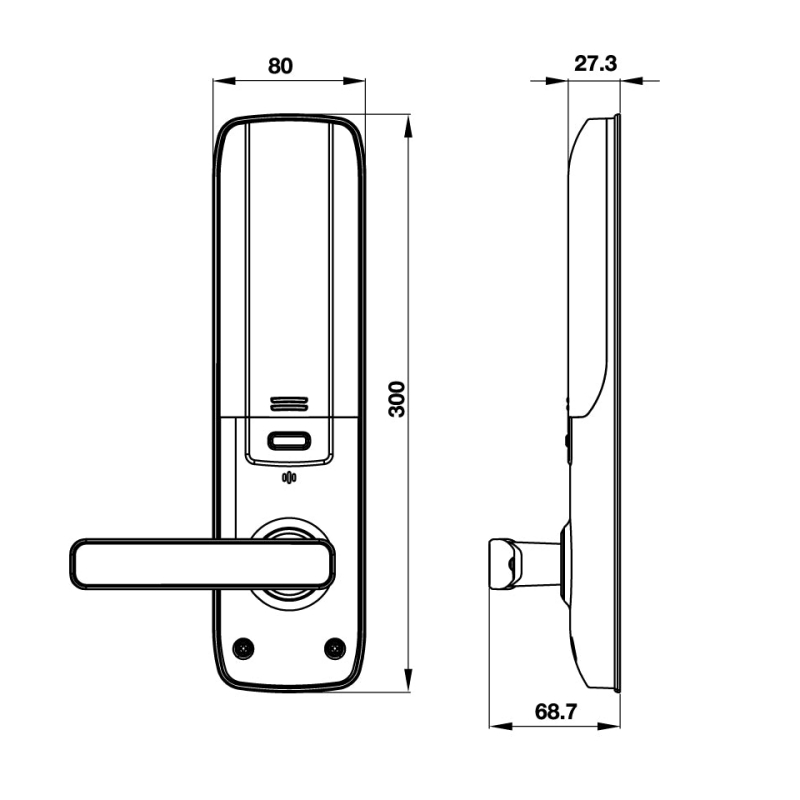 Khóa điện tử cửa gỗ EL7800-TCS Hafele 912.20.562