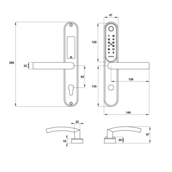 Khóa điện tử cửa gỗ xoay EL6500-TCS Hafele 912.20.122