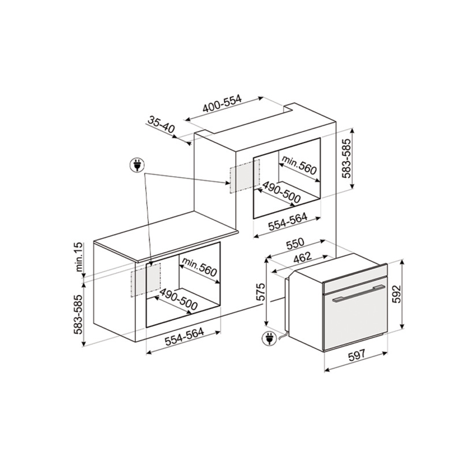 Lò nướng âm tủ mặt kính Hafele 536.64.982 8