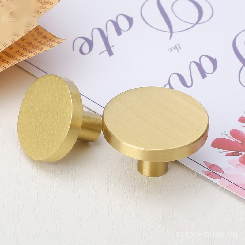 Núm tay nắm tủ tròn hiện đại tối giản bằng đồng ZST633