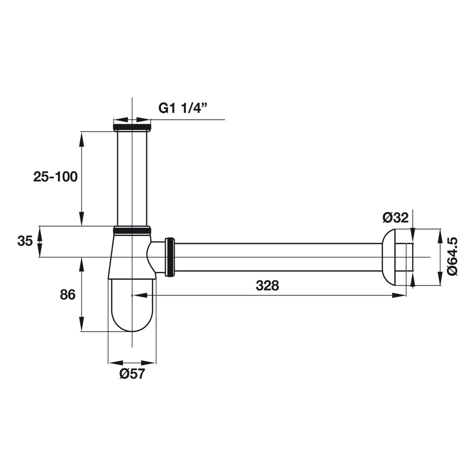 Ống xả bẫy nước P-Trap cho lavabo Hafele 495.61.242