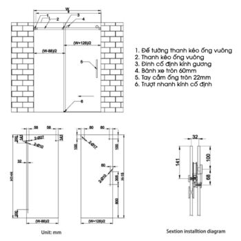 Phụ kiện cửa kính lùa phòng tắm tiện dụng KLC08