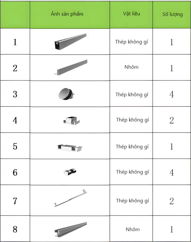 Phụ kiện cửa trượt kính nhà tắm KLC02