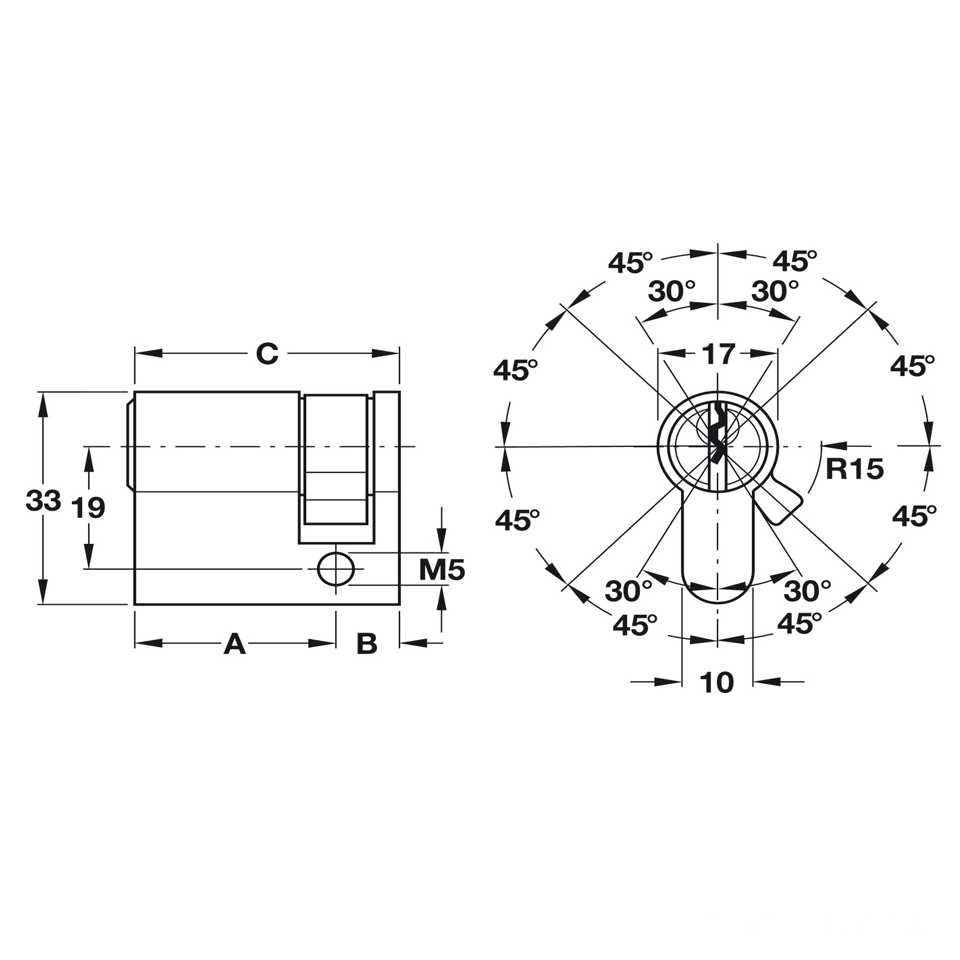 Ruột khóa 1 đầu chìa đồng thau Hafele 916.96.107