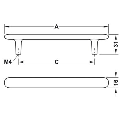 Tay nắm tủ hợp kim kẽm màu đen H2135 Hafele 106.70.101