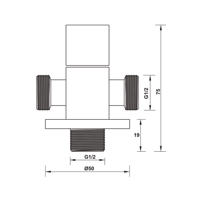 Van chặn vuông 2 đường nước Hafele 495.61.254