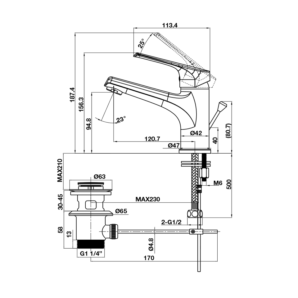 Vòi lavabo có bộ xả kéo Hafele 589.15.180