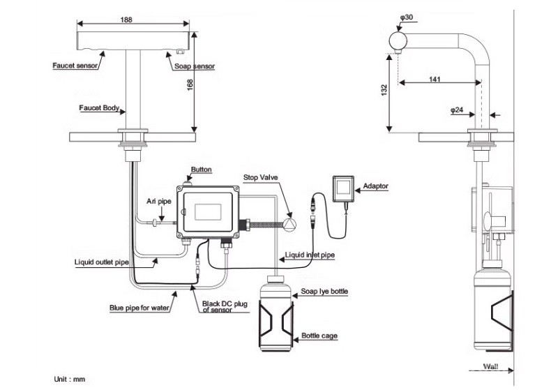 Vòi lavabo đồng thau cảm ứng tự động SX7057