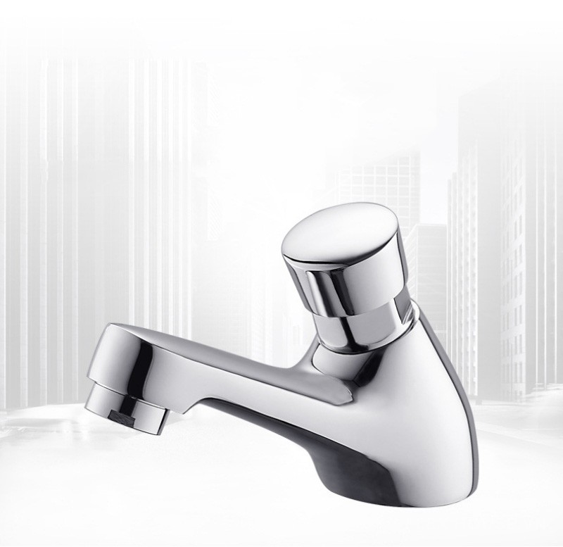 Vòi lavabo nhấn mở bằng đồng màu bạc WS7510