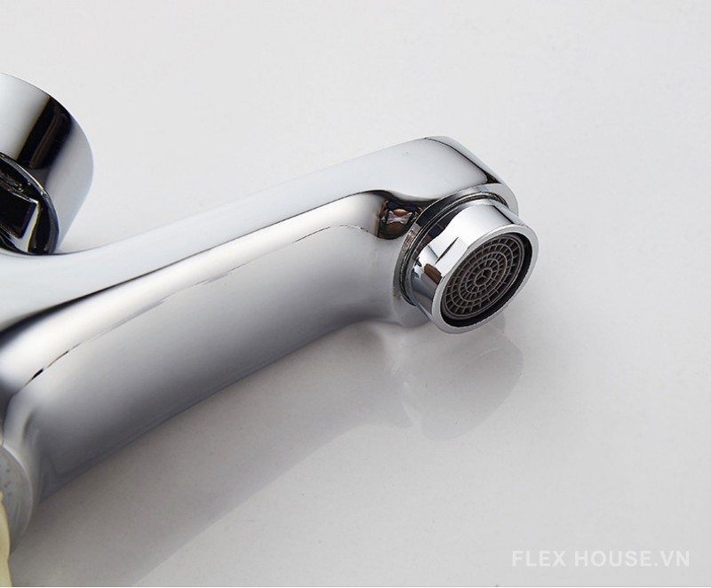 Vòi lavabo nhấn mở bằng đồng màu bạc WS7510