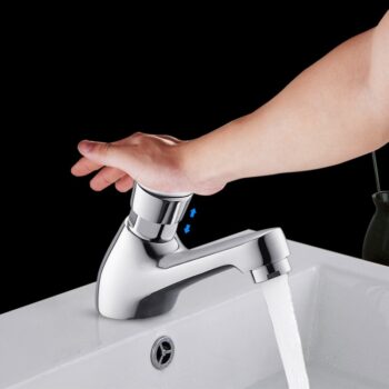 Vòi lavabo nhấn mở bằng đồng màu bạc WS7510