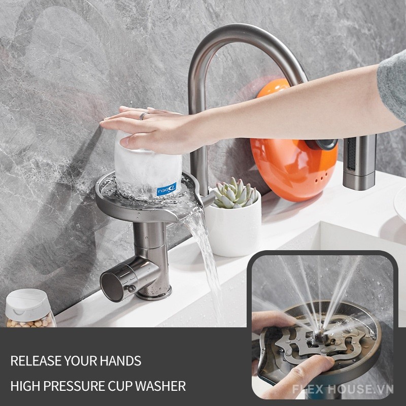 Vòi lavabo nóng lạnh xoay 360 độ đa năng SX8702
